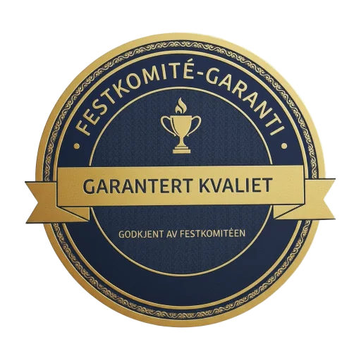 Festkomité-garanti emblem for trygg booking av julebordsunderholdning og firmaarrangement